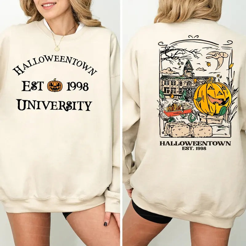Vintage Halloweentown EST 1998 Crewneck Sweatshirt, Hoodie, Halloween Shirt, Gift For Halloween | ZylaModa.com