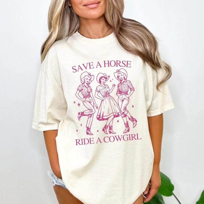 Vintage Lesbian Shirt, Save A Horse Ride A Cowgirl Shirt, Funny Lesbian Tee Hoodie, Sweatshirt | ZylaModa.com