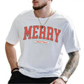 Vintage Merry Christmas Varsity Men Graphic Tee, Retro Merry Christmas Shirt, Holiday Vibes Unhinged Tee, Vintage...