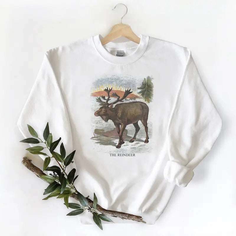 Vintage Reindeer sweatshirt, Antique reindeer print, Daddy and me Unisex Tshirt, sweatshirt, hoodie Cotton | ZylaModa.com
