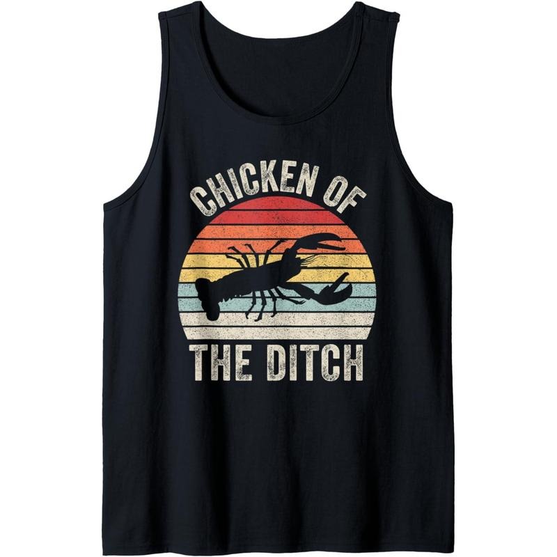 Vintage Retro Chicken Of The Ditch Cajun Crawfish Tank Top MADE IN USA T-Shirts, Hoodie, Sweatshirt | ZylaModa.com
