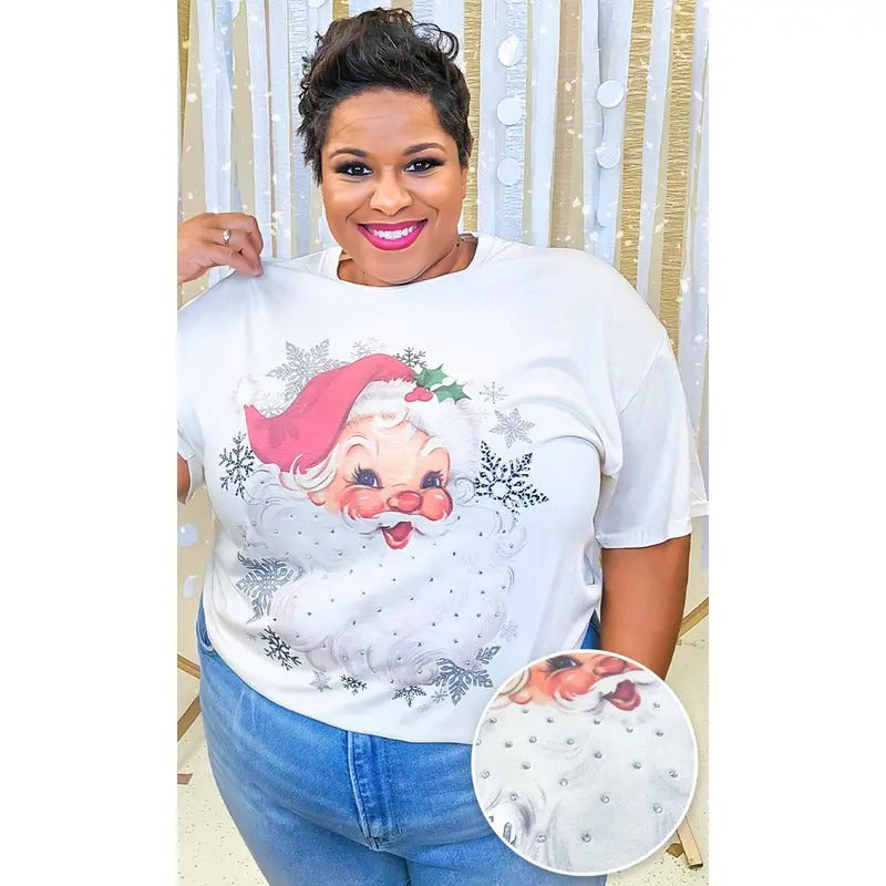 Vintage Santa Rhinestone Graphic Shirt Hoodie, Sweatshirt | ZylaModa.com