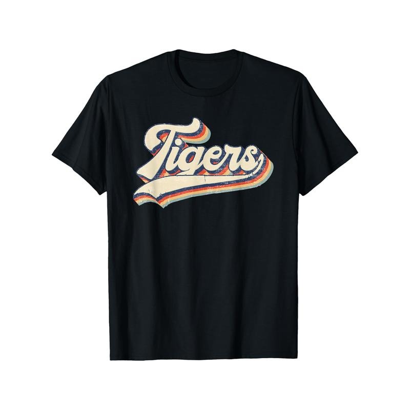 Vintage Tigers School Sports Name Retro Gift Men T-Shirt Selected Pure Cotton Interesting Design DIY Short Sleeve T-Shirt...