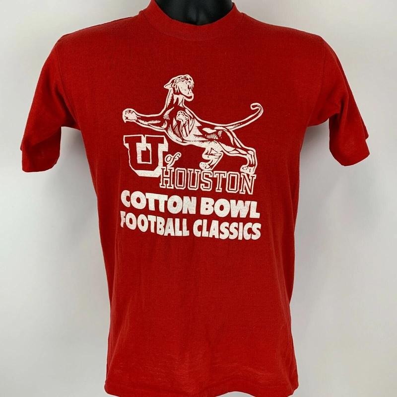 Vintage U of Houston Cougars Bowl Football 70s RedUnisex T-shirt Sweatshirt Hoodie #11 | ZylaModa.com