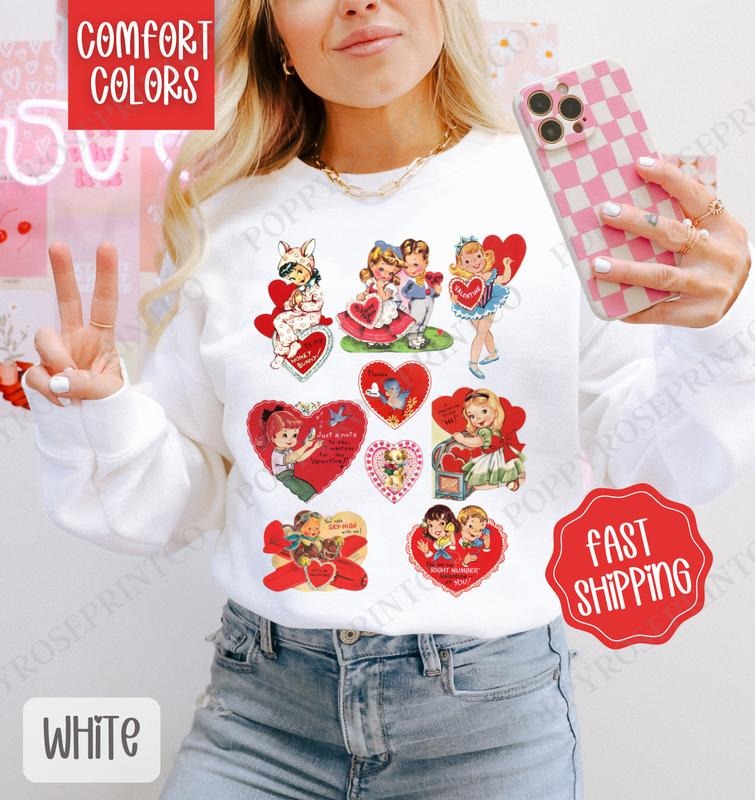Vintage Valentine Sweatshirt Comfort Colors, Valentine's Day Women's Crewneck, Retro Valentine Women's Sweater valentine...