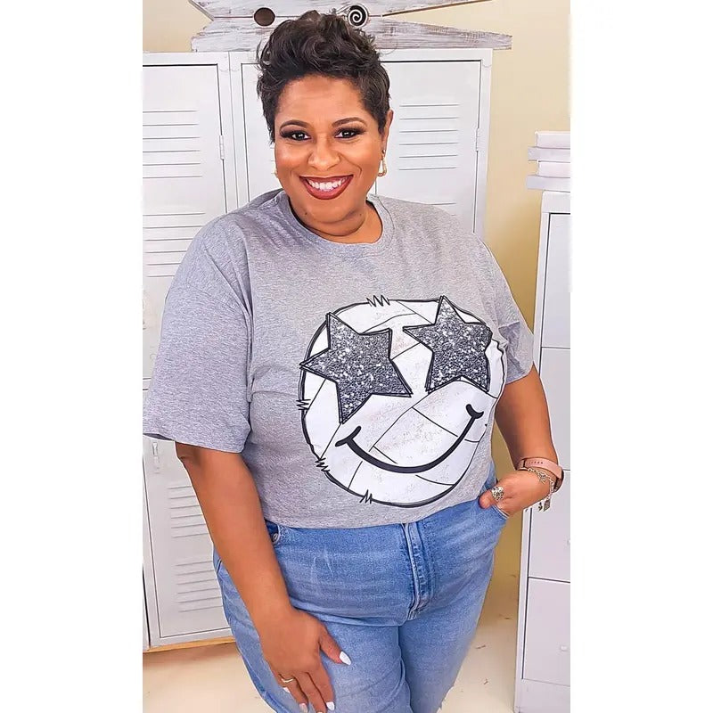 Volleyball Star Smiley Graphic T-Shirt Hoodie, Sweatshirt | ZylaModa.com