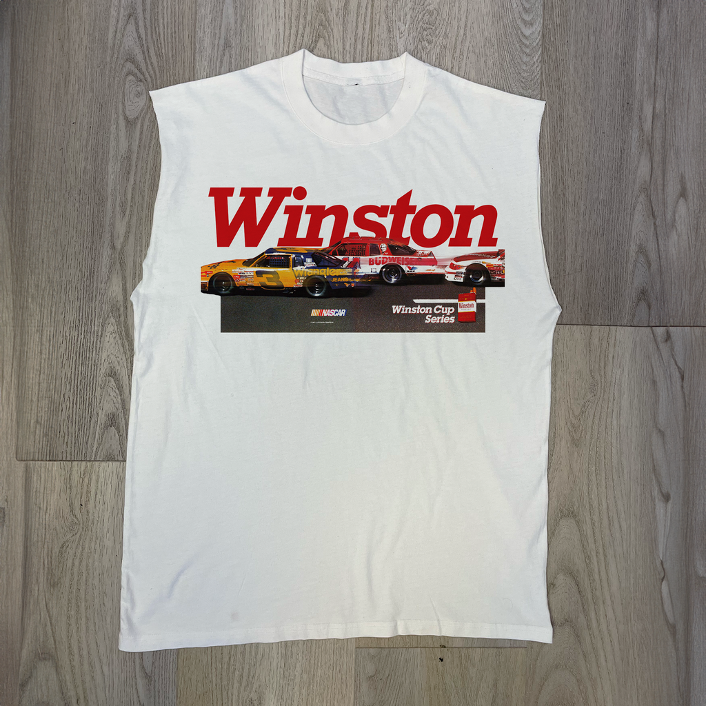 WINSTON 'NASCAR RACING' 80S CUT-OFF WHITE TEE Hoodie, Sweatshirt | ZylaModa.com (Image 1)