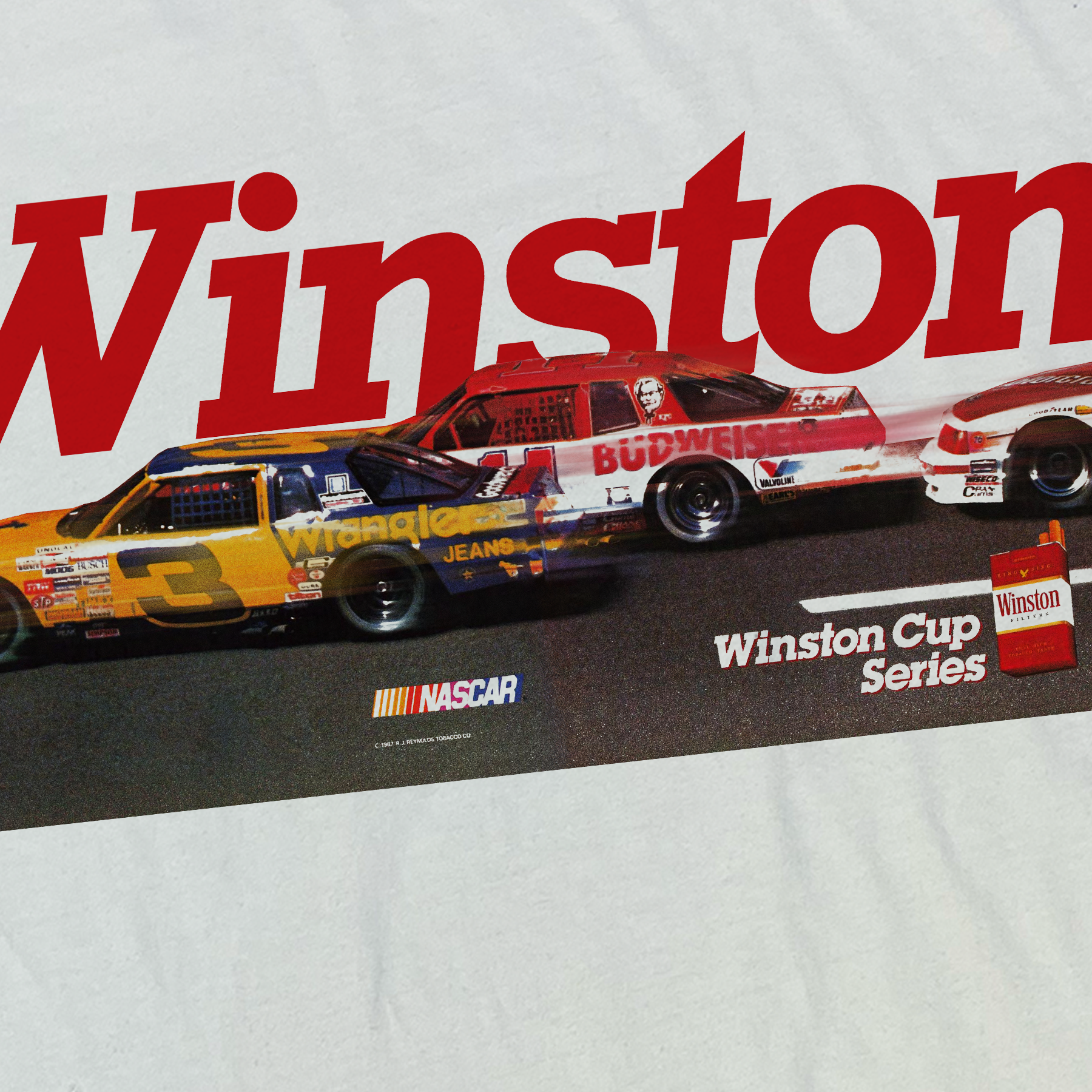 WINSTON 'NASCAR RACING' 80S CUT-OFF WHITE TEE Hoodie, Sweatshirt | ZylaModa.com (Image 2)