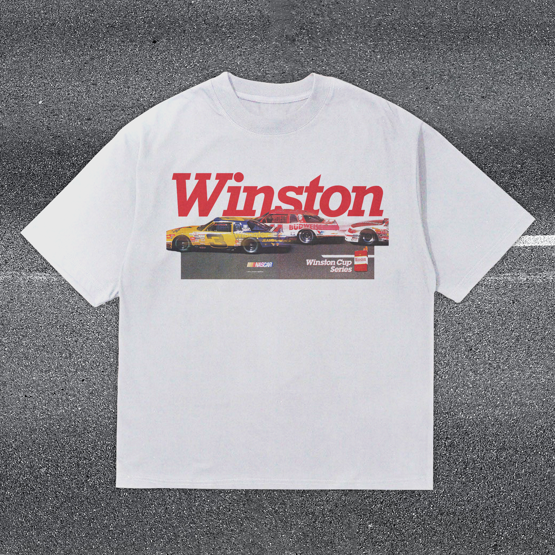 WINSTON 'NASCAR RACING' 80s HEAVYWEIGHT WHITE T-SHIRT Hoodie, Sweatshirt | ZylaModa.com (Image 1)