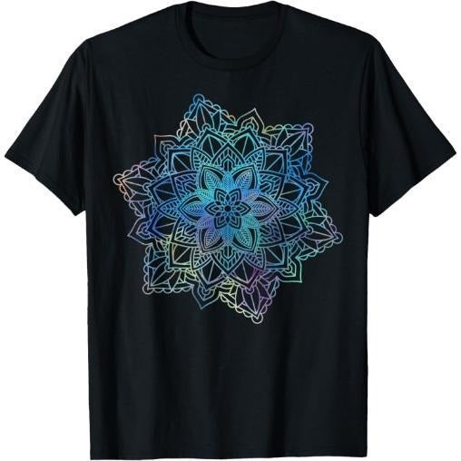 Watercolor Mandala Sacred Fractal Geometry Art Good Vibe T-Shirt Made in USA Hoodie, Sweatshirt | ZylaModa.com