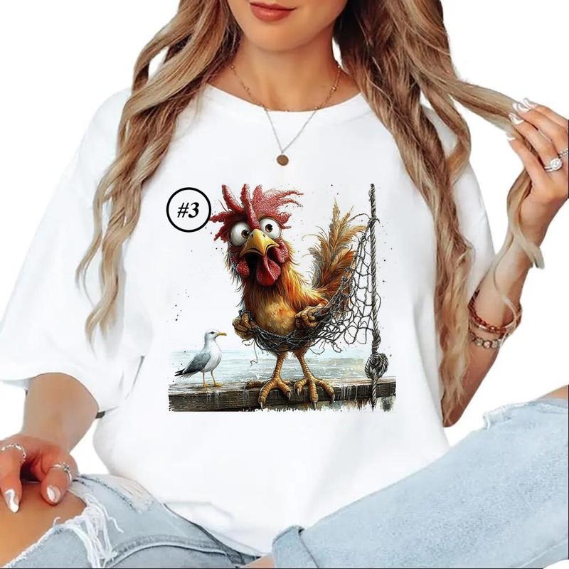 Watercolor Rooster Custom Graphics Chicken Unisex T-shirt Hoodie Sweatshirt Cute 1 Cotton Menswear | ZylaModa.com