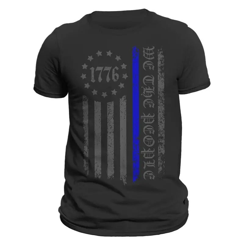 We The People 1776 Thin Blue Line Vertical Flag Police Men's T-Shirt Hoodie, Sweatshirt | ZylaModa.com