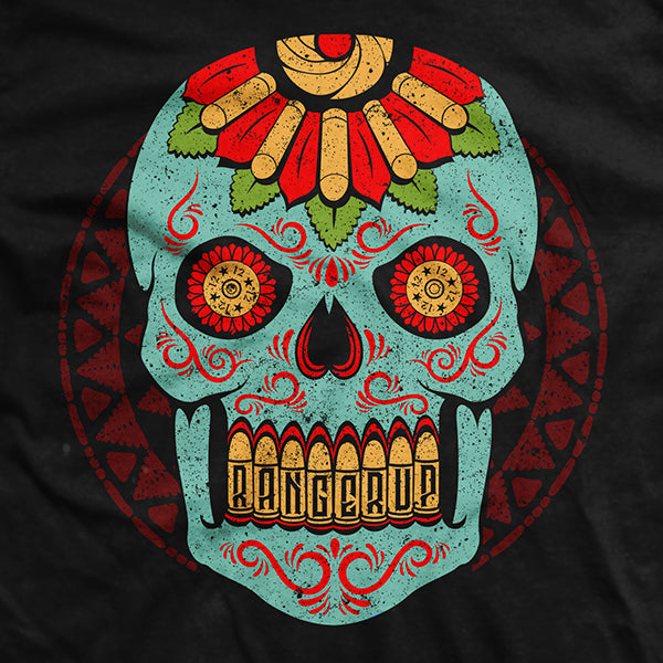 Halloween - Blue Sugar Skull T-Shirt Hoodie, Sweatshirt | ZylaModa.com (Image 2)