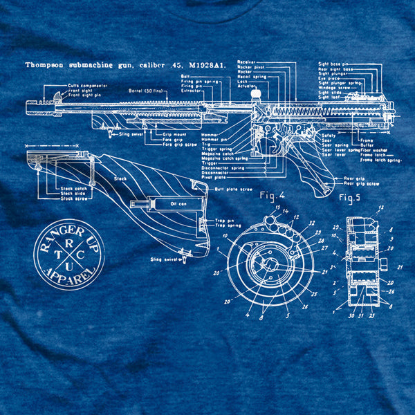 Members Only Thompson Gun Blueprint T-Shirt Hoodie, Sweatshirt | ZylaModa.com (Image 2)