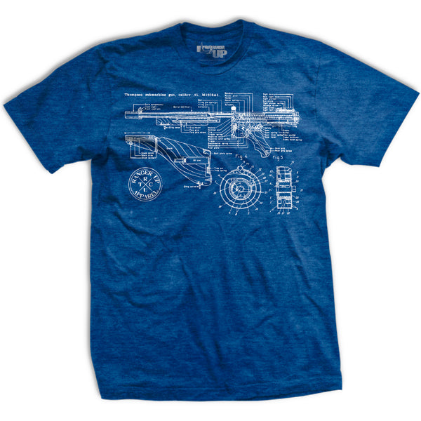 Members Only Thompson Gun Blueprint T-Shirt Hoodie, Sweatshirt | ZylaModa.com (Image 1)