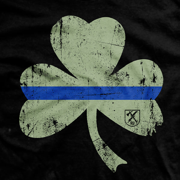 Thin Blue Line Shamrock T-Shirt Hoodie, Sweatshirt | ZylaModa.com (Image 2)