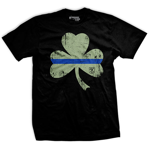 Thin Blue Line Shamrock T-Shirt Hoodie, Sweatshirt | ZylaModa.com (Image 1)