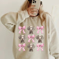 Weimaraner with bows Sweatshirt ~ Sweatshirt Unisex Apparel Relaxed Fit Printed in the USA Clothing Womenswear Casual and...