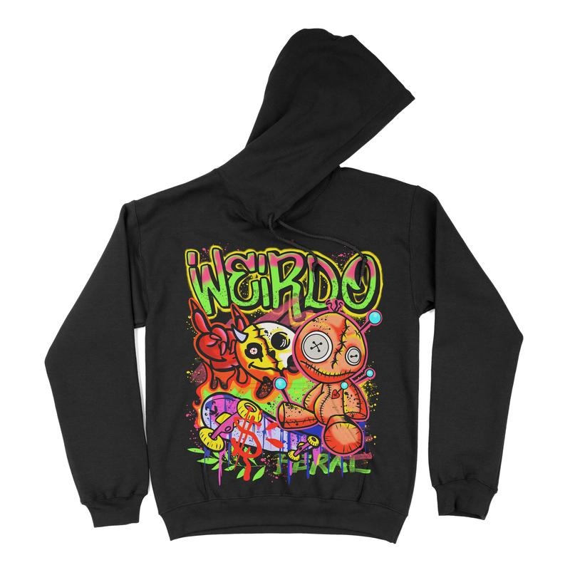 Weirdo Airbrushed - Premium Fleece Hoodie, Super Soft Hoodie, Halloween Hoodie Pull Over, Vintage Design T-Shirts, Sweatshirt