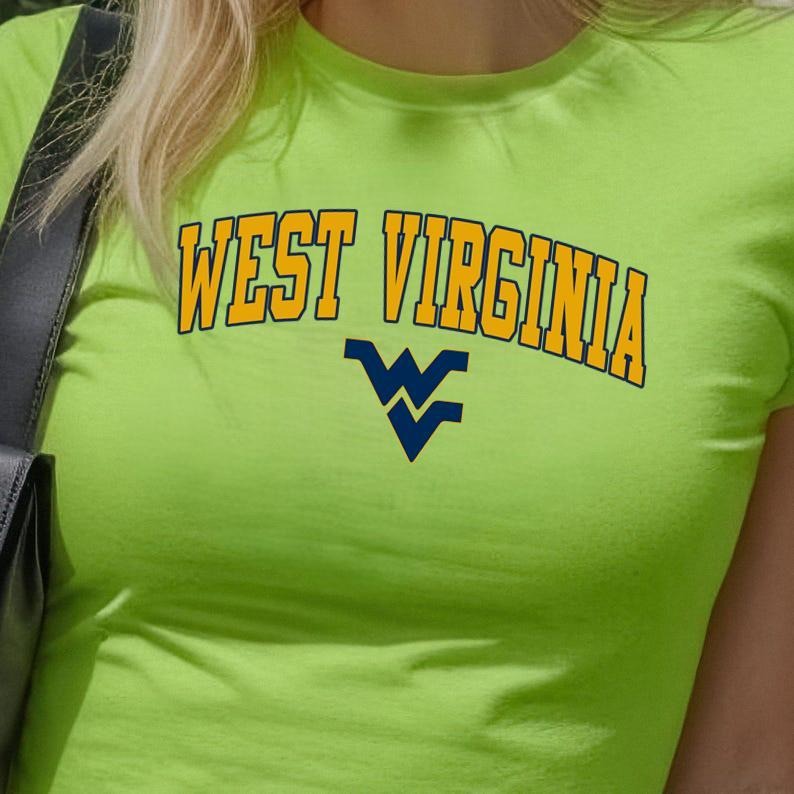 West Virginia Vintage Sport Teams NCAA Collection Unisex Crewneck Black Baby Tee, Graphic Team Collection Baby Tee, Gift...