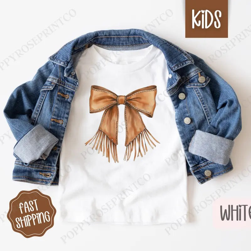 Western Bow Kids Shirt, Western Children's Shirt, Cute Youth Tee Gildan Hoodie, Sweatshirt | ZylaModa.com