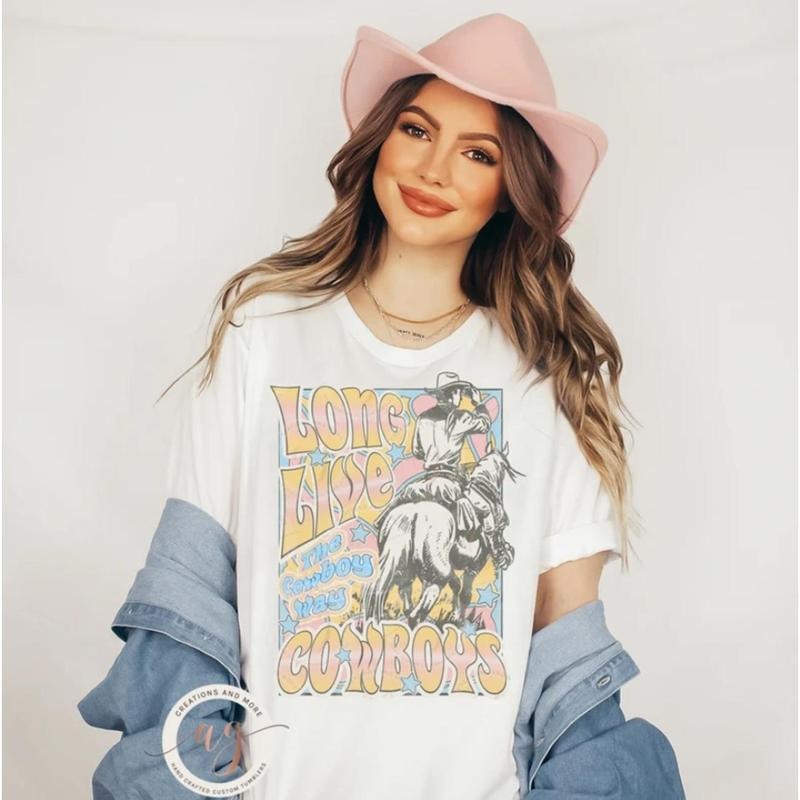 Western T Shirt, Long Live Cowboys T Shirt, Retro Cowboy Tee, Western Sublimation Shirt Design G3FDB Hoodie, Sweatshirt