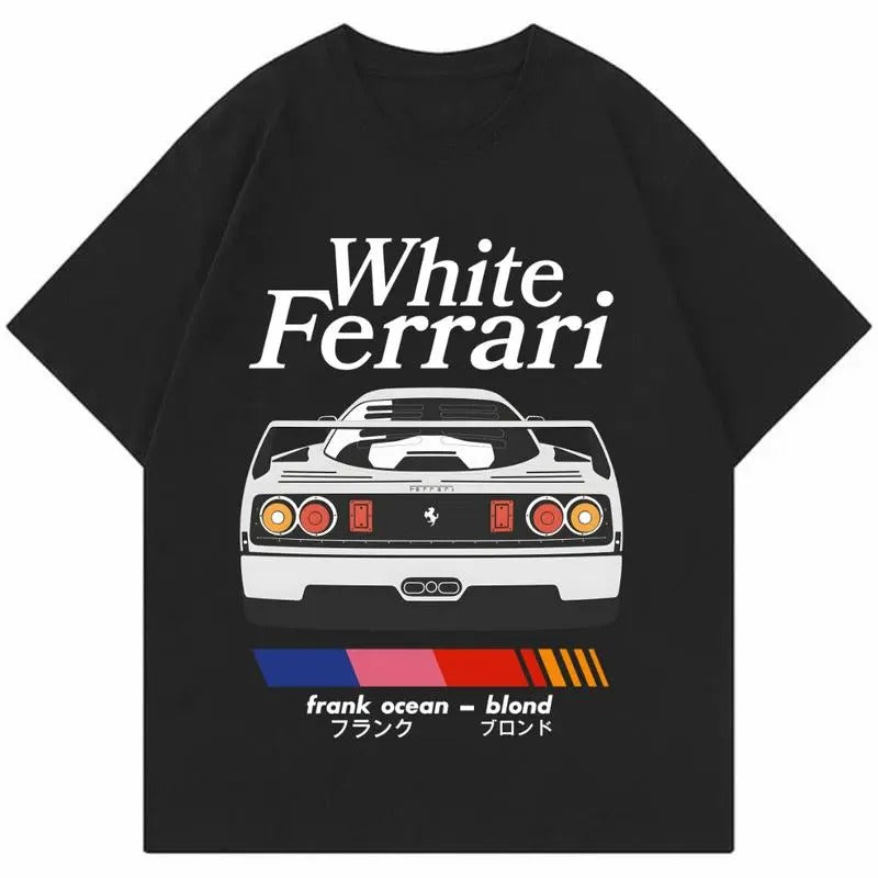 White Ferrarii F40 T-Shirt, Car Enthusiast T-Shirt, Car Clothing Hoodie, Sweatshirt | ZylaModa.com