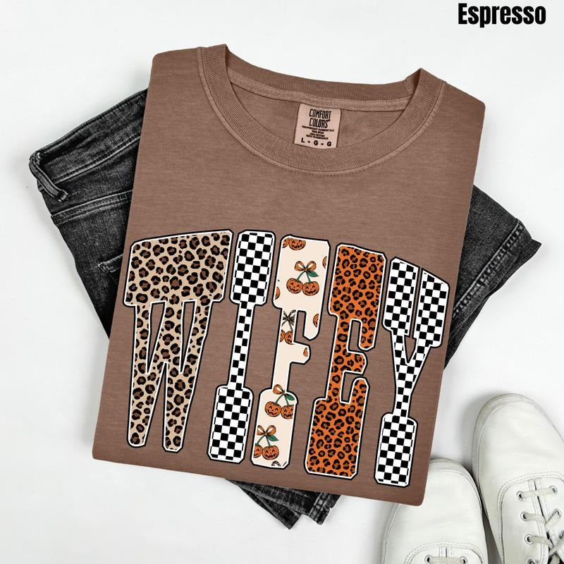 Wifey Pumpkin Pattern Comfort Colors T-Shirt 'NLB' Hoodie, Sweatshirt | ZylaModa.com