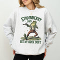 Wild West Frog Strawberry Jams But My Glock Don't Sweatshirt, Funny Frog Meme Tops, Western Cowboy Frog Crewneck, Vintage...