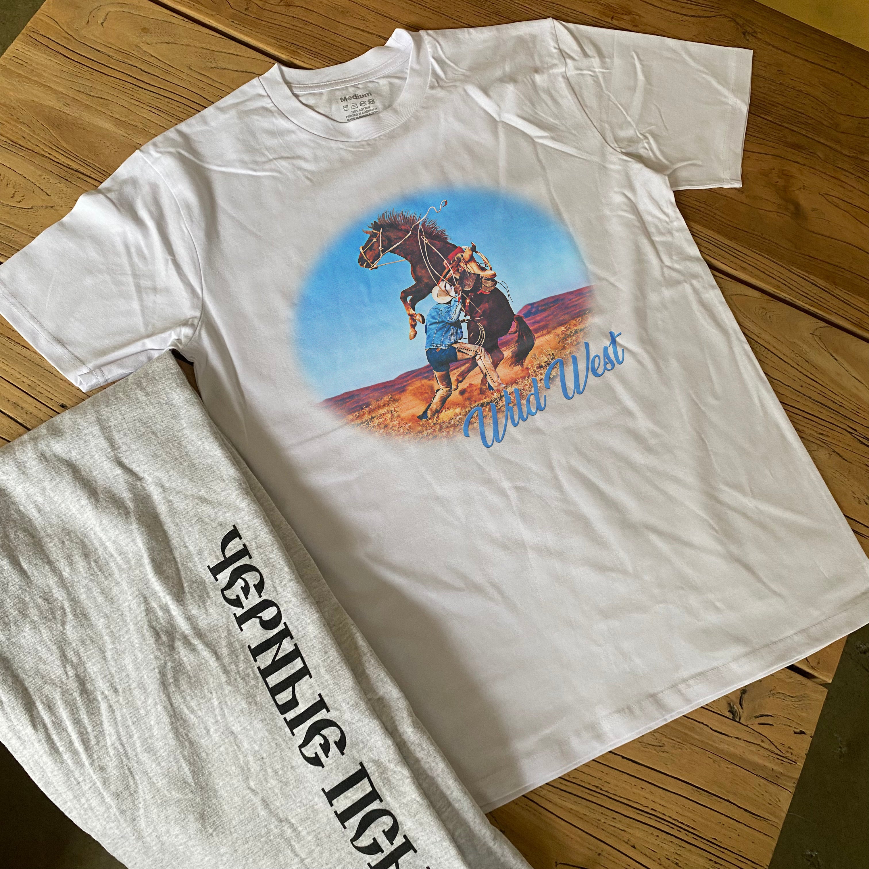 WILD WEST GRAPHIC HEAVYWEIGHT WHITE T-SHIRT Hoodie, Sweatshirt | ZylaModa.com (Image 2)