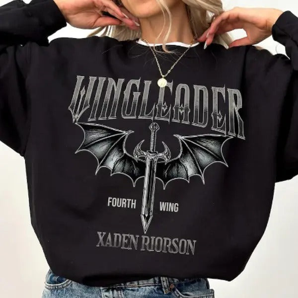 Wingleader Shirt, Fourth Wing Merch, Xaden Riorson Wingleader Sweatshirt, Bookish Woman Sweatshirt Hoodie | ZylaModa.com