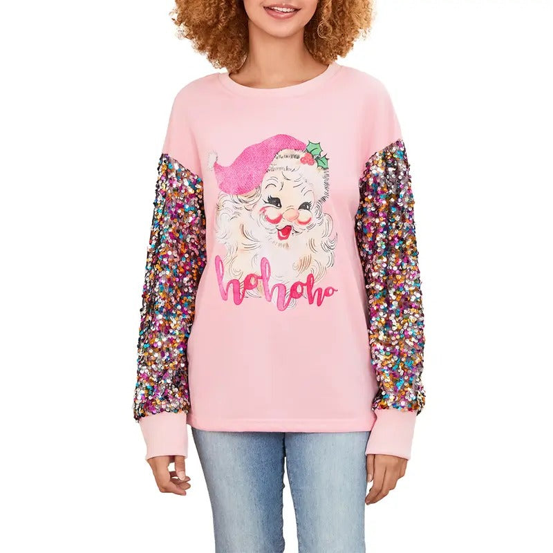Women Christmas Sweatshirt, Long Sleeve Crew Neck Elk Print Hoodie Pullover for Casual Daily T-Shirts | ZylaModa.com