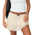 Women Mini Skirt, Vintage Elastic Waist Lace Skirt Bow Summer Skirt Streetwear for Casual Daily Womenswear Bottom...