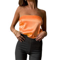 Women Strapless Stain Tube Top Low Cut Backless CamisoleTops Solid Color Boat Neck Vest E Girl Casual Y2K Streetwear...
