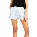 Women Striped Shorts, Elastic Waist Casual Shorts Summer Streetwear for Daily Date Light Womenswear Bottom Khaki...