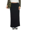 Women Summer Cargo Skirt Casual Solid Color Drawstring Split Long Skirt with Pockets for Beach Vacation Club Streetwear...