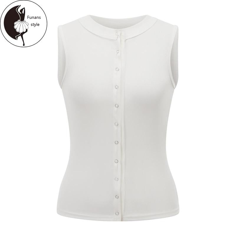 Women Vest, Sleeveless Button Closure SolidFit Summer Tops Streetwear for Daily T-Shirts, Hoodie, Sweatshirt | ZylaModa.com