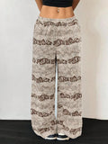 Women's All Over Letter Print Pocket Elastic Waist Wide Leg Sweatpants, Casual Comfy Trousers for Fall & Winter, Women's...