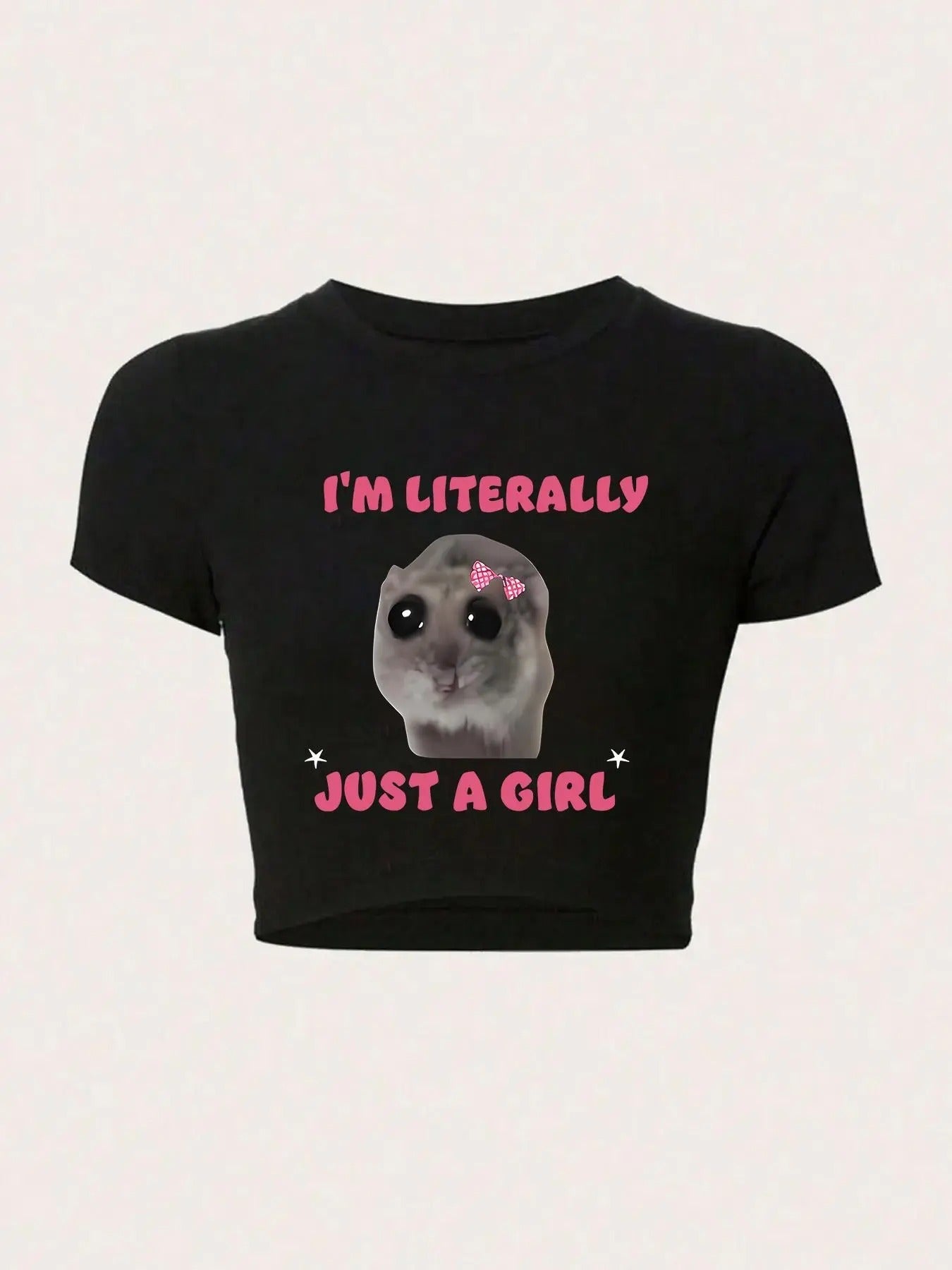 Women's Animal & Letter Print Round Neck Crop Tee, Cute Short Sleeve Crew Neck T-Shirt, Ladies Clothes for All Seasons...