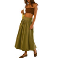 Women's Ankle Length Skirt Casual Loose Fitting Elastic Waist Solid Color Puffball Skirt for Summer Spring Lady...