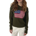 Women's Autumn Loose Knit Tops America Flag Print Long Sleeve Round Neck Sweaters Knitwear Womenswear Navy T-Shirts,...