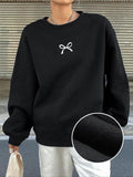 Women's Bow Print Crew Neck Sweatshirt, Casual Long Sleeve Pullover for Fall & Winter, Women's Clothes for Daily Wear...