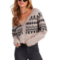 Women's Cardigan Sweater Geometric Print V Neck Long Sleeve Button Down Knit Tops Loose Outerwear for Winter Fall...