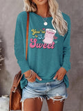 Women's Cartoon & Letter Print Round Neck Tee, Casual Long Sleeve Crew Neck T-shirt for Spring & Fall, Women's Top for...