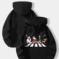 Women's Cartoon Christmas Print Drop Shoulder Zipper Hoodie, Fashion Casual Long Sleeve Hooded Sweatshirt for Daily...