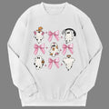 Women's Cartoon Ghost & Bow Print Drop Shoulder Sweatshirt, Casual Long Sleeve Round Neck Pullover for Fall & Winter,...