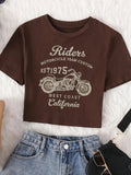 Women's Cartoon Graphic Print Round Neck Crop Tee, Fashion Casual Short Sleeve T-shirt for Daily Wear, Ladies Summer...