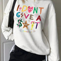 Women's Cartoon Letter Print Drop Shoulder Sweatshirt, Casual Long Sleeve Round Neck Pullover for Spring & Fall, Ladies...