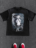 Women's Cartoon Print Round Neck Tee, Fashion Casual Short Sleeve T-shirt, Ladies Summer Clothes for Daily Wear Hoodie,...
