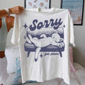 Women's Cat & Letter Print Drop Shoulder Tee, Casual Half Sleeve Round Neck T-shirt for Summer, Fashion Women's Top for...